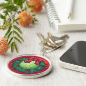 Tennis Ball in Wreath auf Rot Schlüsselanhänger (Seite)