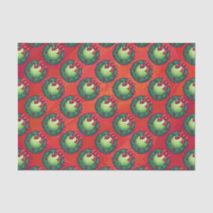 Tennis Ball in Wreath auf Rot Seidenpapier