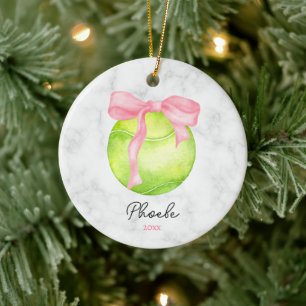 Tennis-Ball mit Wasserfarbe fett Preppy Pink Coque Keramik Ornament