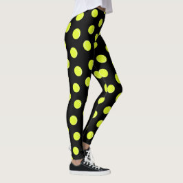 Tennis-Ball-Muster in Schwarz Leggings