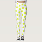 Tennis-Ball-Muster in Weiß Leggings (Vorderseite)