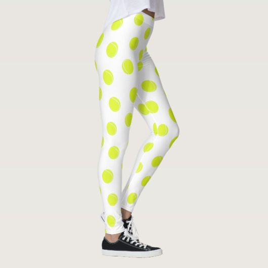 Tennis-Ball-Muster in Weiß Leggings (Rechts)