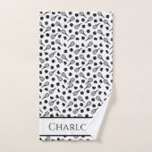 Tennis Ball Muster Schwarz & Weiß Einfach Ihr Name Badhandtuch Set (Handtuch)