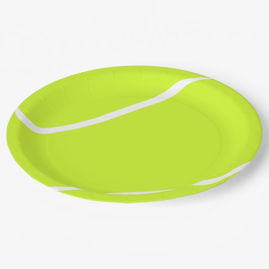 Tennis Ball Paper Party Teller (Schrägansicht)