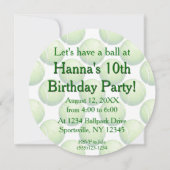 Tennis-Ball-Party Einladung (Rückseite)