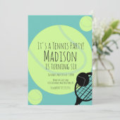 Tennis Ball Party Spiel Geburtstagsfeier Einladung (Stehend Vorderseite)