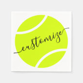 Tennis Ball Personalisierter Script Paper Cocktail Serviette (Vorderseite)