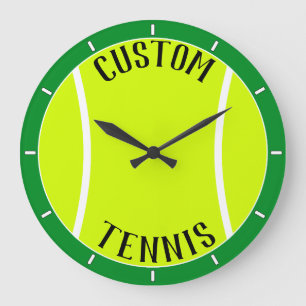 Tennis Ball Personalized Text and Color Wall Clock Große Wanduhr