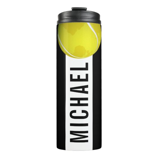 Tennis Ball Planet World Boys Coach Name Thermosbecher (Vorderseite)
