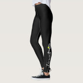 Tennis Ball Racket Elegantes Script Schwarz-weiß Leggings (Links)