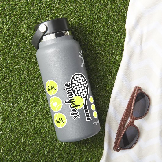 Tennis Ball Racket Personalisiert Name Sticker Set (HydroFlask Insitu)