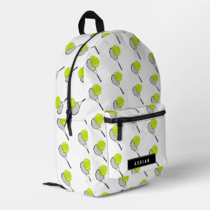 Tennis Ball & Racket Personalisierter Name Bedruckter Rucksack