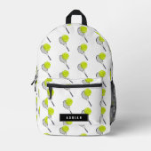 Tennis Ball & Racket Personalisierter Name Bedruckter Rucksack (Vorderseite)