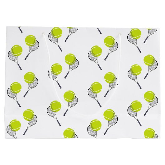 Tennis Ball & Racket Racquet Muster Große Geschenktüte (Rückseite)