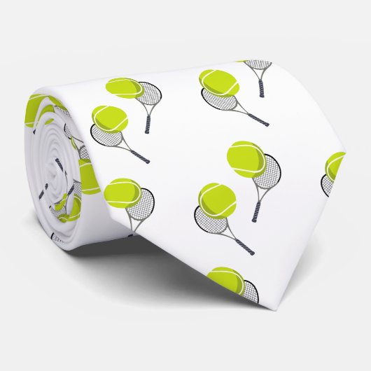 Tennis Ball & Racket Racquet Muster Krawatte (Gerollt)