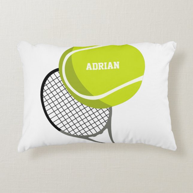 Tennis Ball & Racket Racquet Personalisiert Dekokissen (Vorderseite)