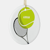 Tennis Ball & Racket Racquet Personalisiert Keramik Ornament (Rechts)