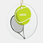 Tennis Ball & Racket Racquet Personalisiert Keramik Ornament (Links)