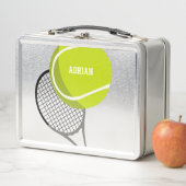 Tennis Ball & Racket Racquet Personalisiert Metall Brotdose (Beispiel)