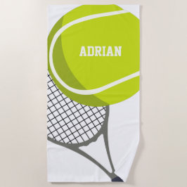 Tennis Ball & Racket Racquet Personalisiert Strandtuch