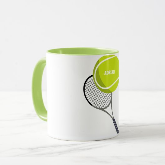 Tennis Ball & Racket Racquet Personalisiert Tasse (Vorderseite Links)