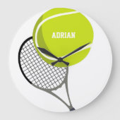 Tennis Ball & Racket Racquet Personalized Große Wanduhr (Vorderseite)
