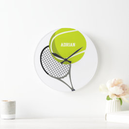 Tennis Ball & Racket Racquet Personalized Große Wanduhr