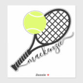 Tennis Ball Racket Script Monogram Contour Aufkleber (Blatt)