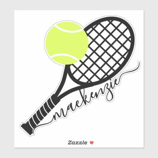 Tennis Ball Racket Script Monogram Contour Aufkleber (Blatt)