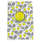 Tennis Ball Racquet Gelbe Weißer Sportgeschenktasc Mittlere Geschenktüte (Rückseite)