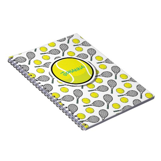Tennis Ball Racquet Gelbes weißes Aquarium Schwarz Notizblock (Rechte Seite)