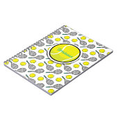 Tennis Ball Racquet Gelbes weißes Aquarium Schwarz Notizblock (Linke Seite)