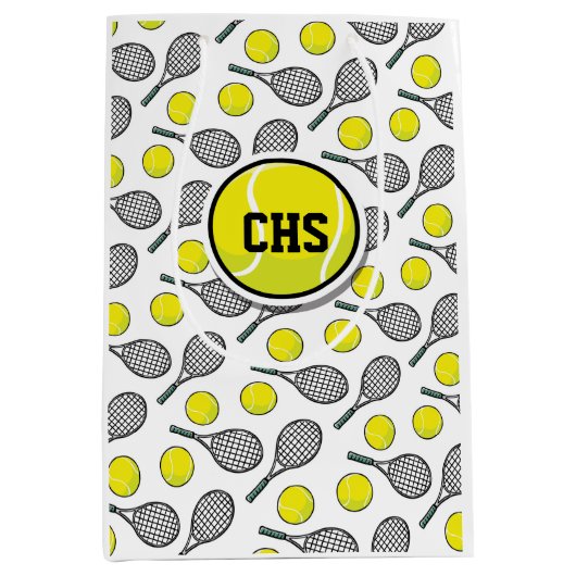 Tennis Ball Racquet Sportschule INITIALS Team Mittlere Geschenktüte (Vorderseite)