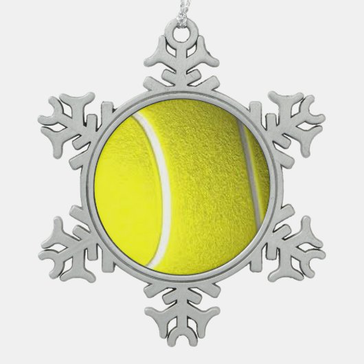Tennis Ball Schneeflocken Zinn-Ornament (Vorderseite)