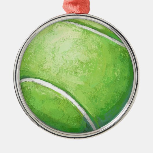 Tennis Ball Silbernes Ornament (Vorne)