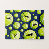 Tennis Ball Silhouette und Individuelle Name Puzzle (Horizontal)