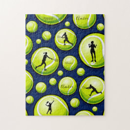 Tennis Ball Silhouette und Individuelle Name Puzzle