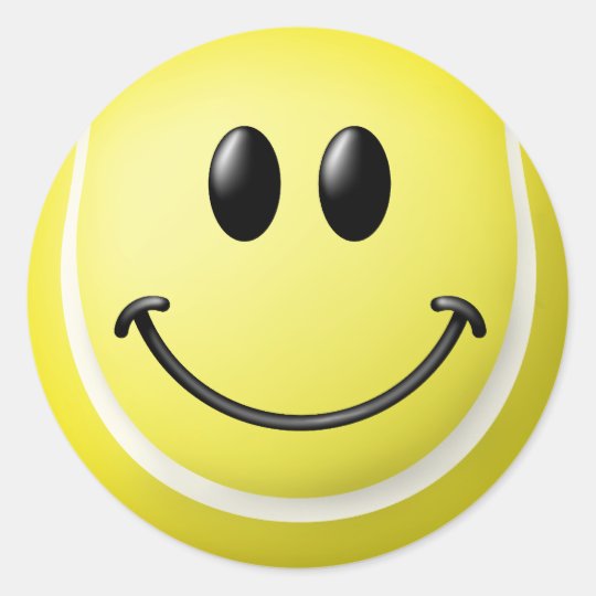 TennisBallSmiley Runder Aufkleber Zazzle