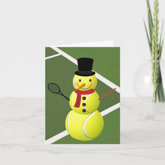 Tennis Ball Snowman und Weihnachtskarte Feiertagskarte (Vorderseite)