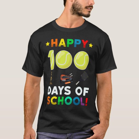 Tennis Ball Sport I Kicked 100 Days of School Teac T-Shirt (Vorderseite)