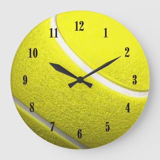 Tennis Ball Sport mit schwarzen Zahlen Große Wanduhr (Vorderseite)
