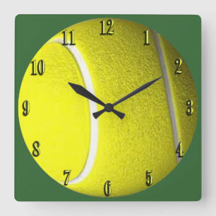 Tennis Ball Sport Yellow Wall Clock Quadratische Wanduhr