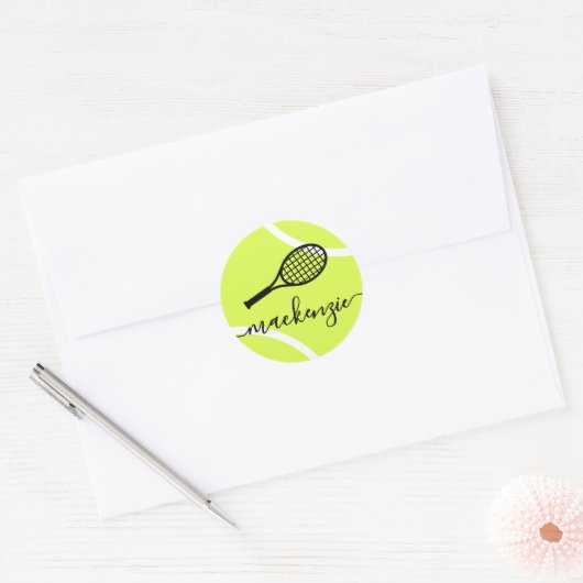 Tennis Ball Stickers Personalisierter Skriptname (Umschlag)