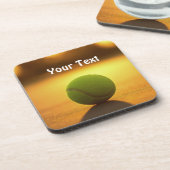 Tennis Ball Tennisplatz personalisieren Getränkeuntersetzer (Linke Seite)