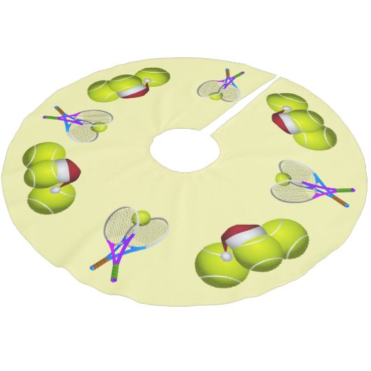 Tennis Ball und Rackets Weihnachten Polyester Weihnachtsbaumdecke (Schrägansicht)