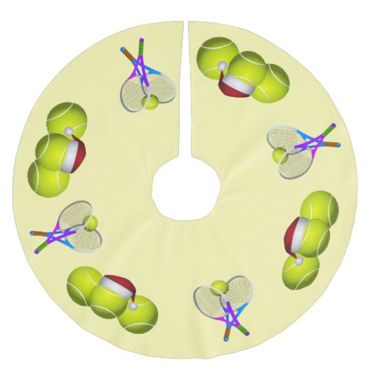 Tennis Ball und Rackets Weihnachten Polyester Weihnachtsbaumdecke (Vorderseite)
