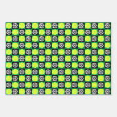 Tennis Ball und Snowflake Schwarz & Grün Weihnacht Geschenkpapier Set (Vorderseite)