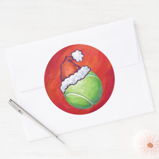 Tennis Ball Weihnachten Runder Aufkleber (Umschlag)