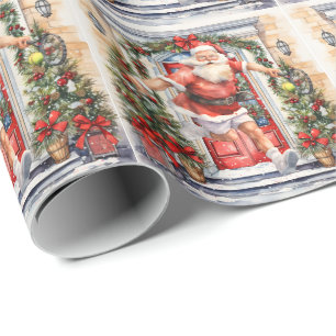 Tennis Ball Weihnachten Thema mit dem Weihnachtsma Geschenkpapier