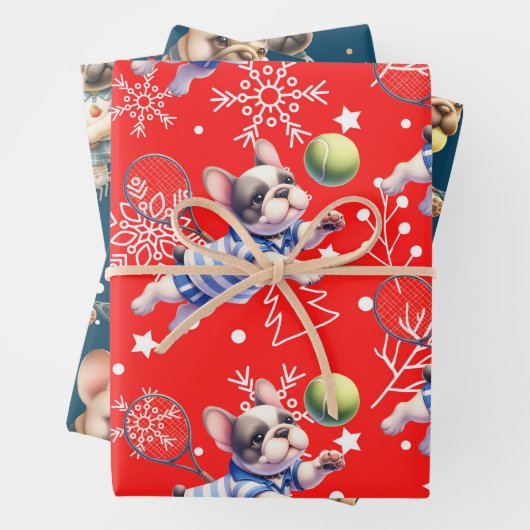 Tennis Ball Weihnachten Thema mit dem Weihnachtsma Geschenkpapier Set (Beispiel)